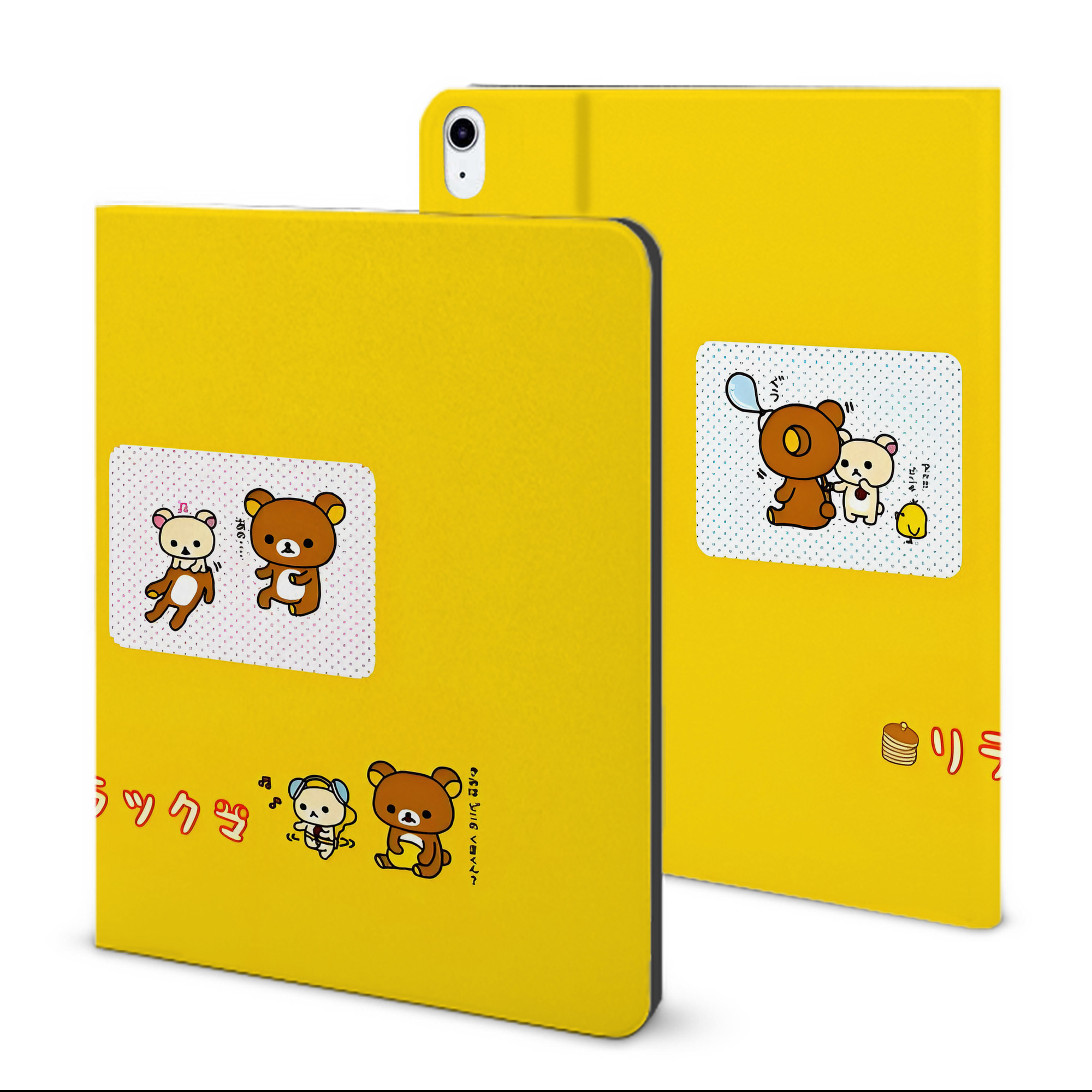 （画像用） リラックマ リラックマ キイロイトリ Rilakkuma Korilakkuma Kiiroitori IPad ケース ブック型 PUレザー TPU 耐衝撃 軽量 薄型 ペン収納なし 全面保護 IPad 各モデル対応